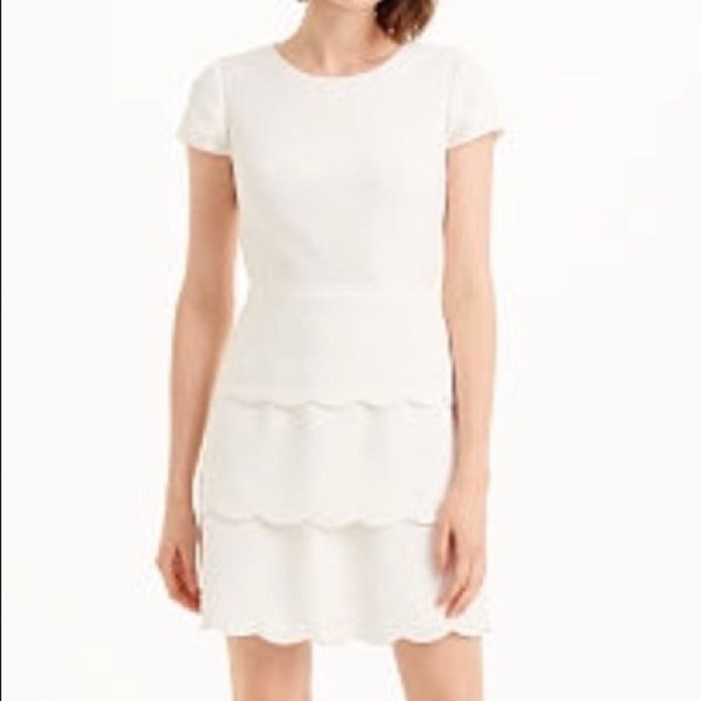 Club Monaco White Scalloped Tier Dress